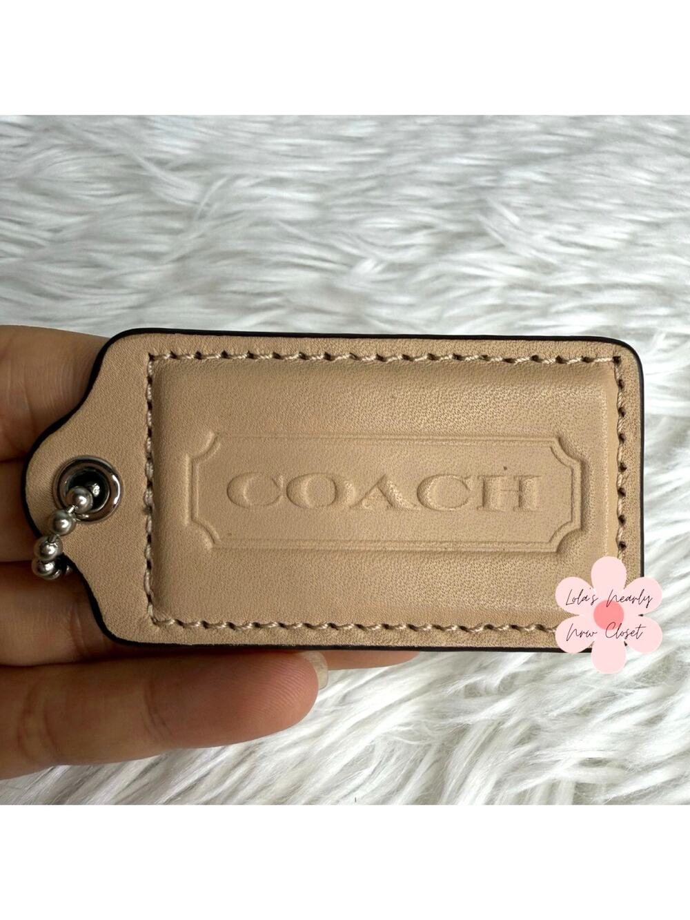 2.5" COACH Tan Fob Bag Charm Hang tag Hangtag